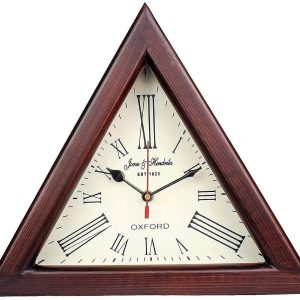 Triangle Shape Antique Style Home & Office Studio Decoration Gift Item  Handmade 12 Inch Wooden Wall Clock