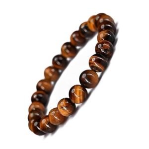 Tiger Eye Natural Healing Bracelets For Men & Women, Certified 8mm-10mm Beads for Money Magnet & Wealth Attraction, Prosperity, Success, Protection, Luck, Stress Relief & Emotional Balance