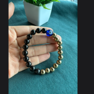Pyrite Black Tourmaline Evil Eye Bracelet for Protection & Prosperity