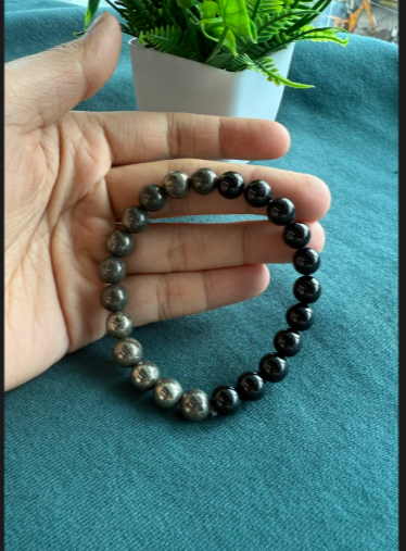 Pyrite Black Tourmaline Bracelet for Protection & Prosperity - Image 2
