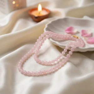 Rose Quartz Mala for Love, Peace & Emotional Balance