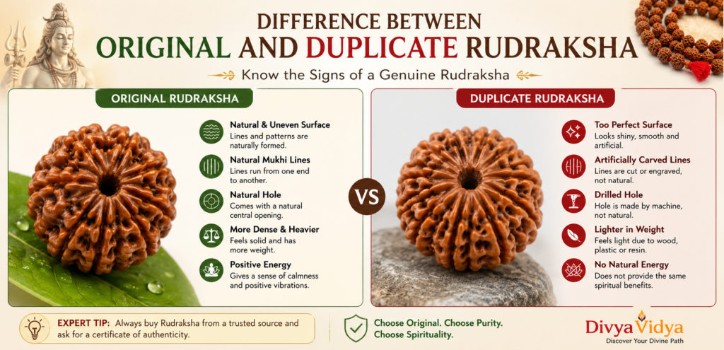 Difference between real and fake Rudraksha