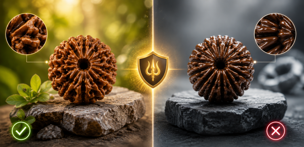 Difference between real and fake Rudraksha